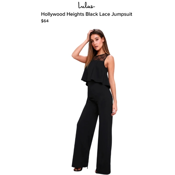 Lulu's Hollywood Heights Lace Jumpsuit, Size XS, Black - Picture 1 of 6
